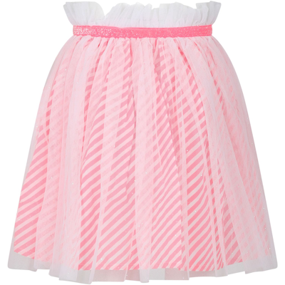 Shop Billieblush White Skirt For Girl With Pattern In Pink