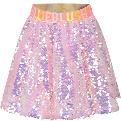 Shop Billieblush Multicolor Skirt For Girl With Sequins In Pink