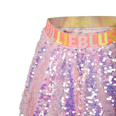 Shop Billieblush Multicolor Skirt For Girl With Sequins In Pink