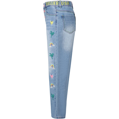 Shop Billieblush Denim Jeans For Girl With All-over Embroidery