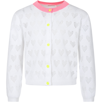 Shop Billieblush White Cardigan For Girl With Hearts