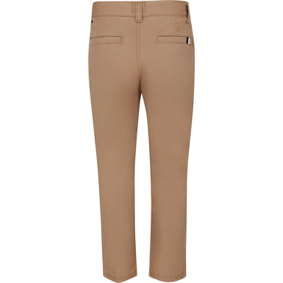Hugo Boss Beige Trousers For Boy With Logo Detail In Beige