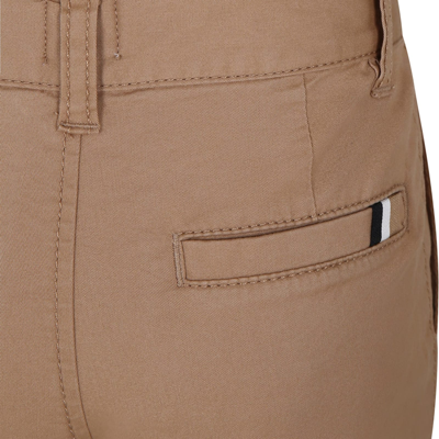 Shop Hugo Boss Beige Trousers For Boy With Logo Detail