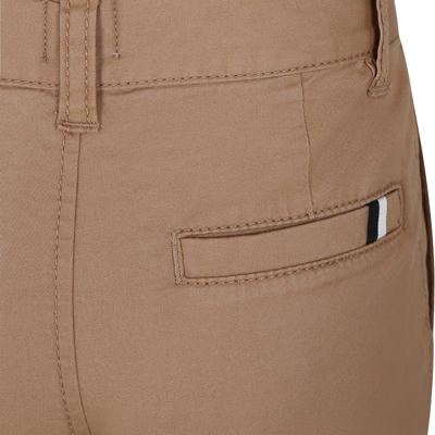Hugo Boss Beige Trousers For Boy With Logo Detail In Beige