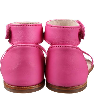 Chloé Pink Stellar Woven-branded Leather Sandals 2-5 Yea In Fuchsia