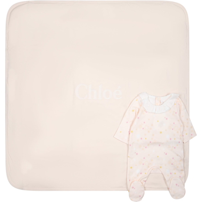Shop Chloé Pink Set For Baby Girl
