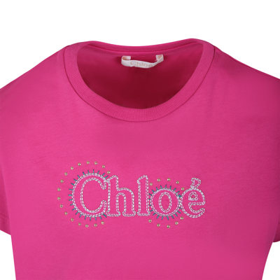 Shop Chloé Fuchsia T-shirt For Girl With Logo