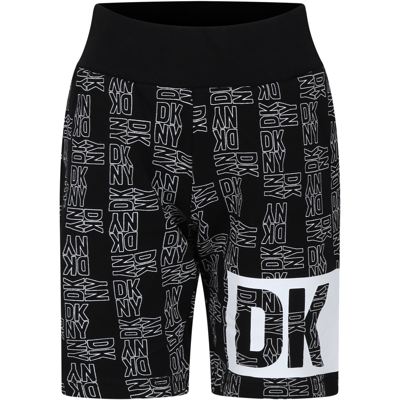 Shop Dkny Black Shorts For Kids With Logo
