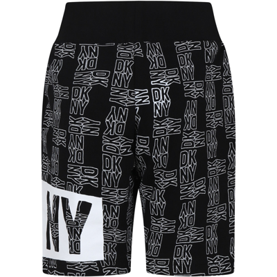 Shop Dkny Black Shorts For Kids With Logo