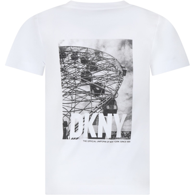 Shop Dkny Black T-shirt For Kids With Logo In White
