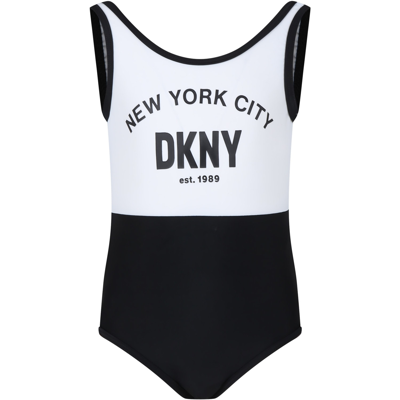 Shop Dkny Multicolor Swimsuit For Girl With Logo