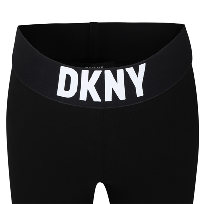 Shop Dkny Black Leggings For Girl With Logo