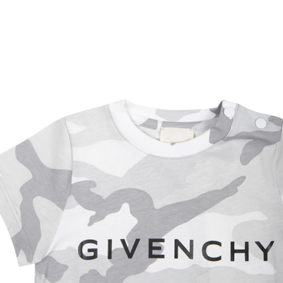 Shop Givenchy Gray T-shirt For Baby Boy With Camouflage Print In Grey