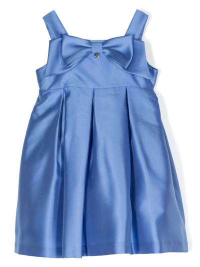 Shop Amaya Arzuaga Dress With Pleats In Light Blue