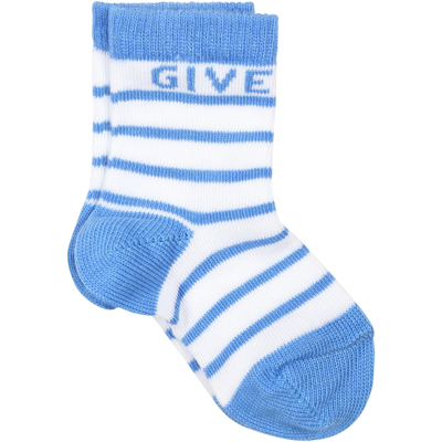 Shop Givenchy Light Blue Socks Set For Baby Boy With Logo