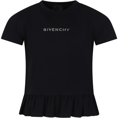 Shop Givenchy Black T-shirt For Girl With Logo
