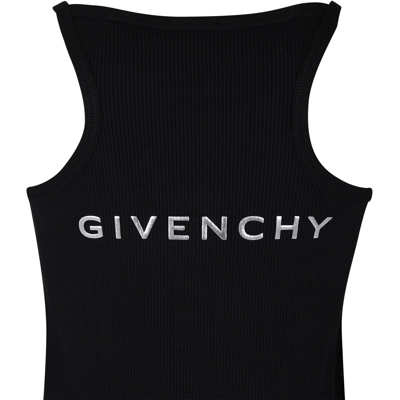 Shop Givenchy Black Dress For Girl With Metal Logo