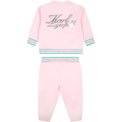 Karl Lagerfeld Pink Set For Baby Girl With Logo In Pink