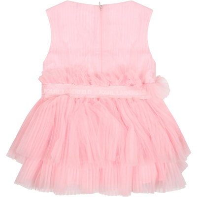 Shop Karl Lagerfeld Pink Dress For Baby Girl With Logo