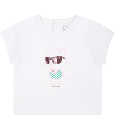 Shop Karl Lagerfeld Pink Set For Baby Girl With Logo