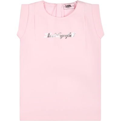 Shop Karl Lagerfeld Pink Dress For Girl With Logo
