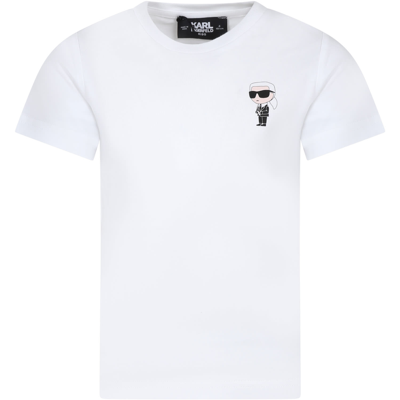 Karl Lagerfeld White T-shirt For Girl With Karl Print In White