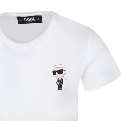 Karl Lagerfeld White T-shirt For Girl With Karl Print In White
