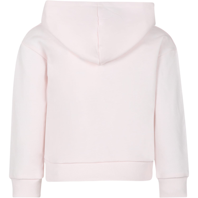 Shop Lanvin Pink Sweatshirt With Hood For Girl With Logo