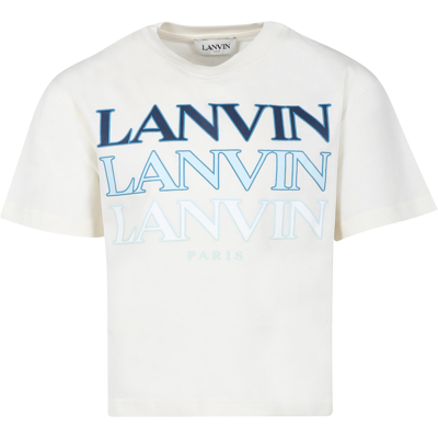 Shop Lanvin Ivory T-shirt For Boy With Logo