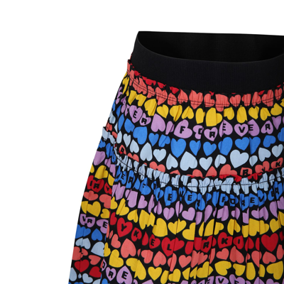 Shop Rykiel Enfant Multicolor Skirt For Girl With All-over Hearts