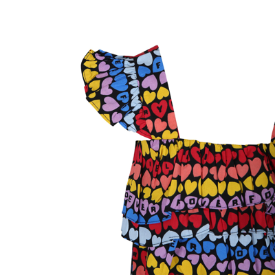 Shop Rykiel Enfant Multicolor Dress For Girl With All-over Hearts
