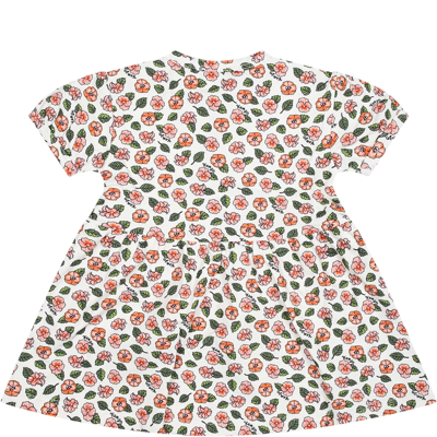 Kenzo Kids Girls Pink Floral Print Cotton Dress In White