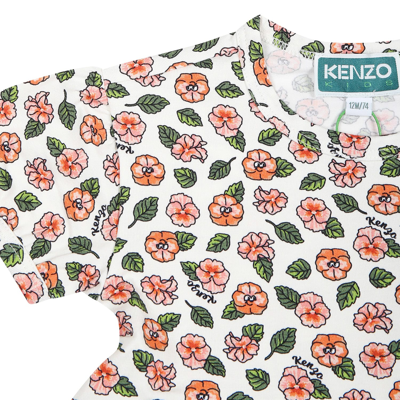 Shop Kenzo White Dress For Baby With Floral Print