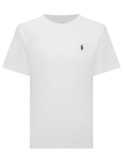 Shop Ralph Lauren Logo Embroidered Crewneck T-shirt In Bianco