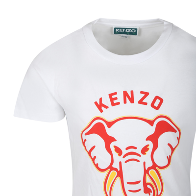 Shop Kenzo White T-shirt For Boy With Iconic Elephant