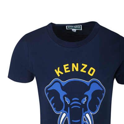 Shop Kenzo Blue T-shirt For Boy With Print And Logo