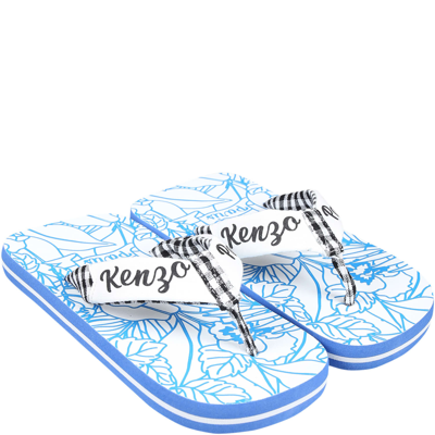 Shop Kenzo Blue Flip Flops For Boy With Logo