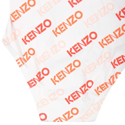 Shop Kenzo Swimsuit For Baby Girl With Logo In White
