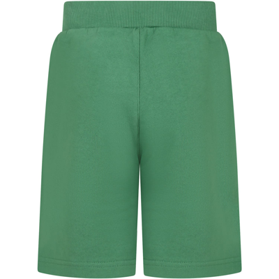 Shop Kenzo Green Shorts For Boy With Logo Print