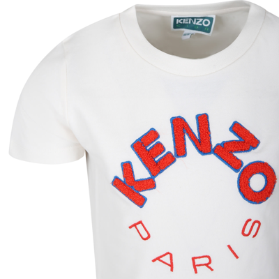 Shop Kenzo White T-shirt For Boy With Logo