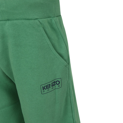 Shop Kenzo Green Shorts For Boy With Logo Print