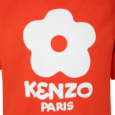 Shop Kenzo Red T-shirt For Girl With Flower