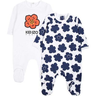 Shop Kenzo Multicolor Babygrows Set For Baby Boy With Logo
