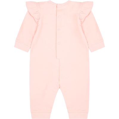 Shop Kenzo Pink Babygrow For Baby Girl With Print And Logo
