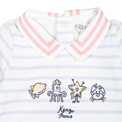 Shop Kenzo White Babygrow For Baby Girl With Print