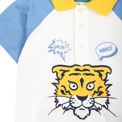Shop Kenzo White Polo For Baby Boy With Iconic Print And Logo