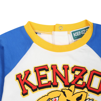 Shop Kenzo White Baby Boy T-shirt With Iconic Tiger Print
