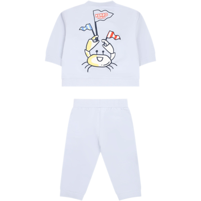 Shop Kenzo Sporty Suit For Newborn With Printing And Logo In Light Blue