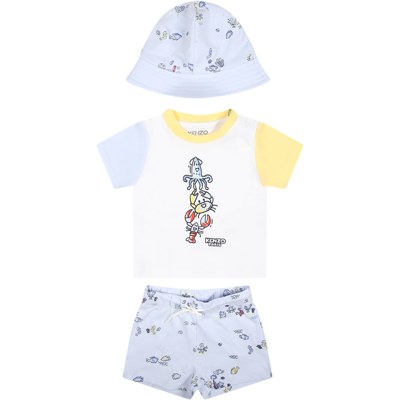 Shop Kenzo Sporty Suit For Baby Boy With Printing And Logo In Multicolor