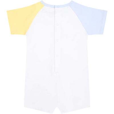 Shop Kenzo White Romper For Baby Boy With Marine Animals And Logo